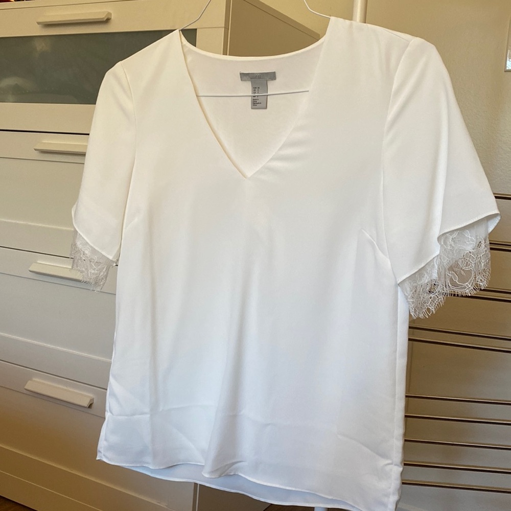 H&M - Blouse with Lace in White